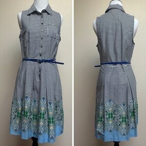 Tommy Hilfiger Striped Blue and Green Midi Dress